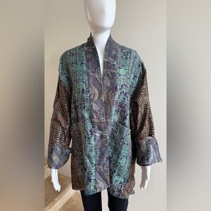 100% Silk Reversible Kantha Jacket, One Size